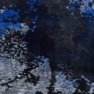 Geomancy (Blue and Black detail) 2023, 30 x 60 inches, woodcut