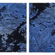 Geomancy (Turquoise diptych) 2022, 30 x 30 inches each, woodcut