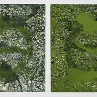 Geomancy(Delta diptych) 2022, 30 x 30 inches each, woodcut