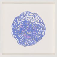 4. La Dentelle Radicale (Bleu, rose, vert), 2025, papier découpé 45,75 x 45,75 cm